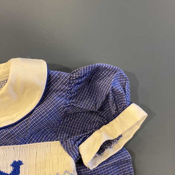 Friedknit Creations Blue Smocked Whale Short Sleeved Bow Tie Dress - Picture 10 of 10